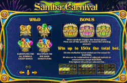 Samba Carnival Paytable