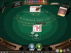 Main characteristics blackjack single deck