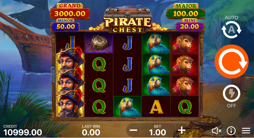 Pirate Chest Hold and Win Slot gameplay