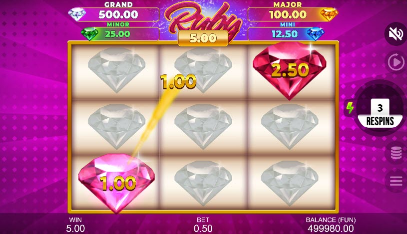 Ruby Win Hold and Spin Slot Bonus