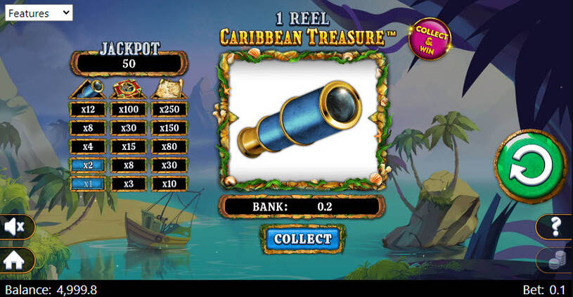 1 Reel Caribbean Treasure Slot gameplay