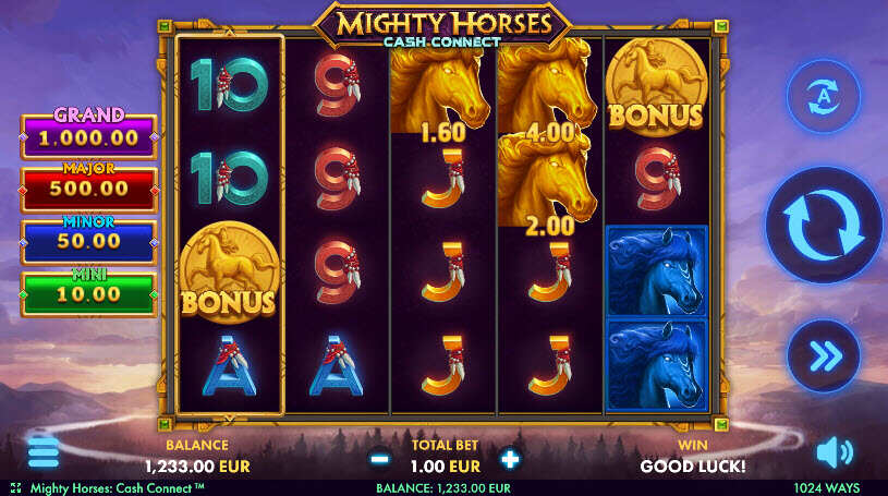 Mighty Horses Cash Connect Slot gameplay