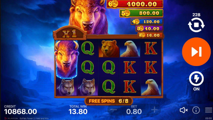 Buffalo Power 2 Hold and Win Slot Free Spins