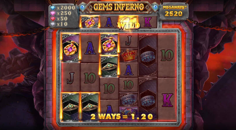 Gems Inferno Megaways Slot gameplay