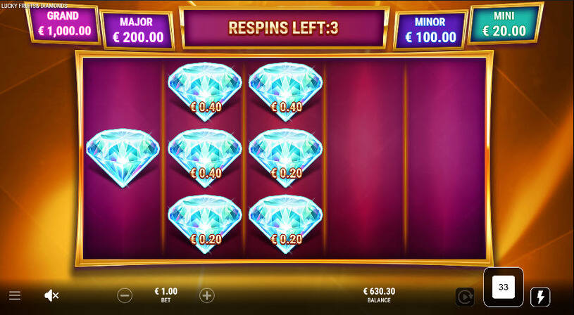 Lucky Fruits & Diamonds Slot Bonus Game