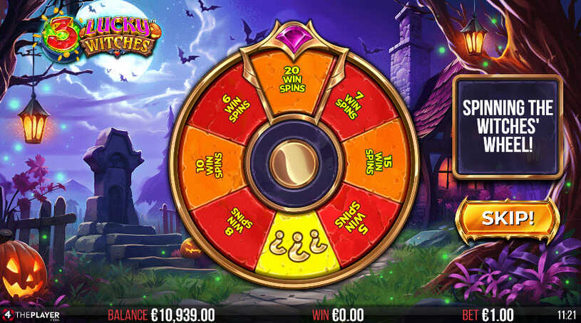 3 Lucky Witches Slot Bonus Wheel