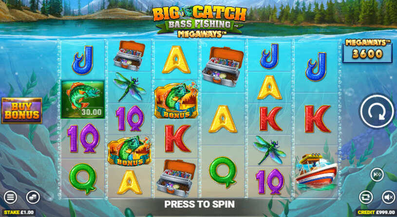 Big Catch Bass Fishing Megaways Slot gameplay