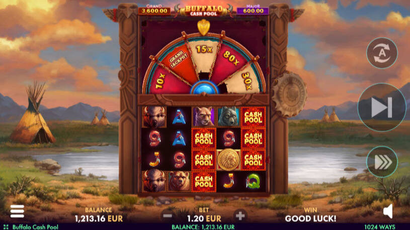 Buffalo Cash Pool Slot Bonus Wheel