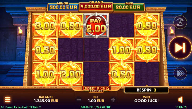 Desert Riches Hold ‘N’ Link Slot Bonus Game