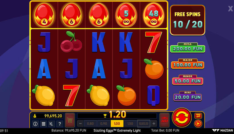 Sizzling Eggs Extremely Light Slot Free Spins