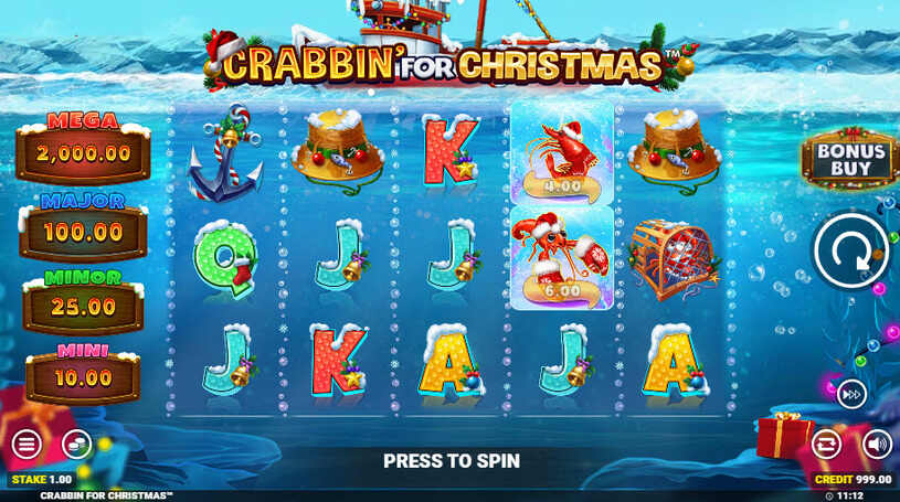 Crabbin for Christmas Slot gameplay