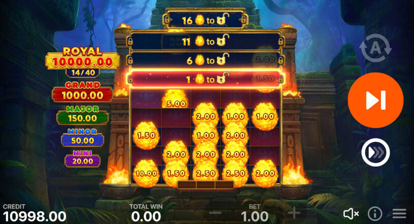 Fire Temple Hold and Win Slot Bonus Game