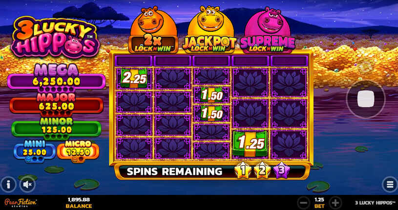 3 Lucky Hippos Slot Bonus Game