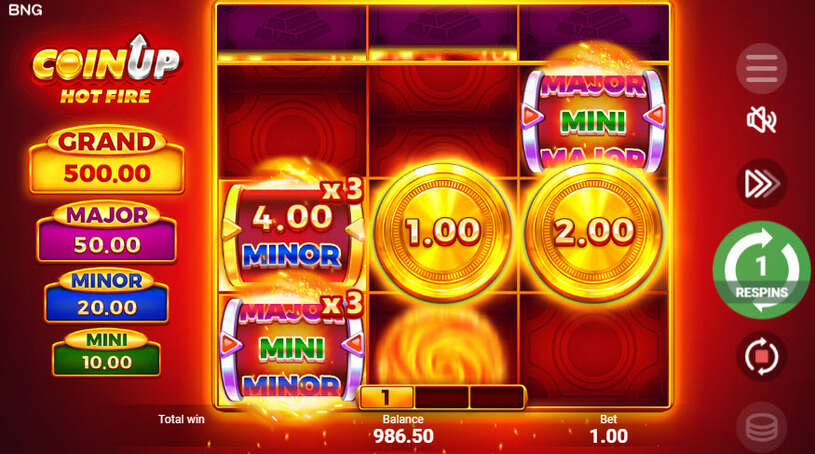 Coin UP Hot Fire Slot Bonus Game