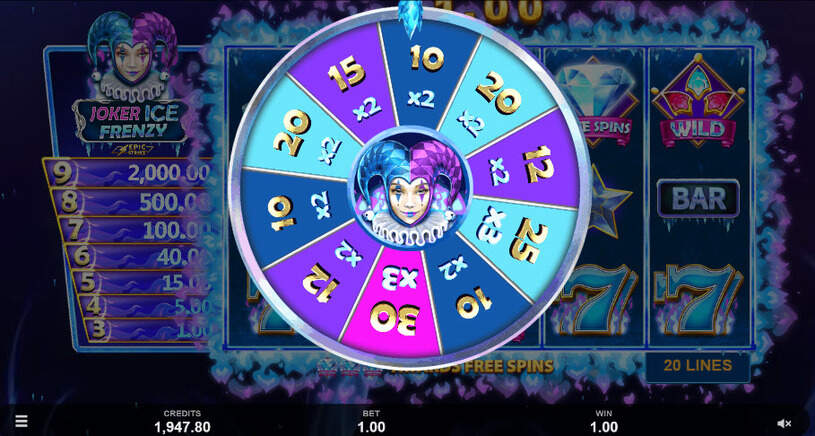 Joker Ice Frenzy Epic Strike Slot Bonus Wheel