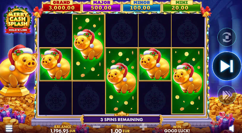 Merry Cash Splash Hold N Link Slot Bonus Game