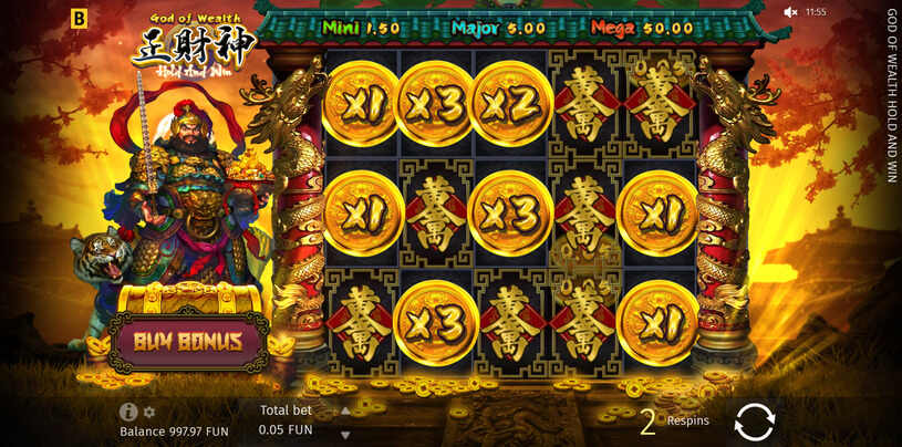 God of Wealth Hold and Win Slot Bonus Game