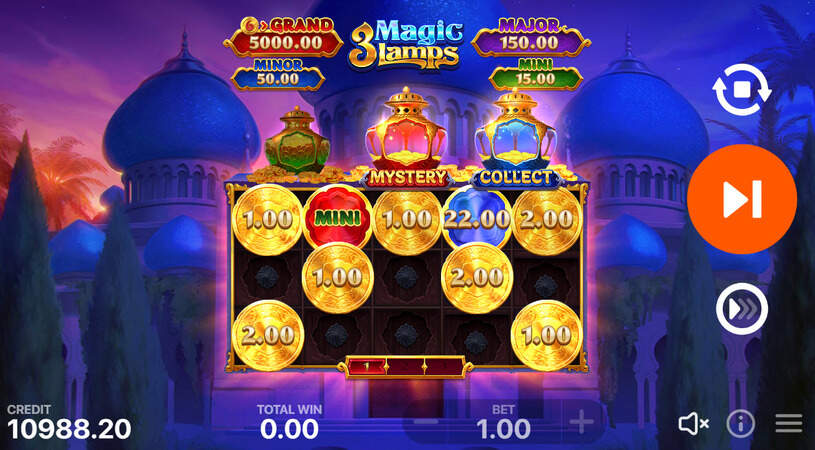 3 Magic Lamps Hold and Win Slot Bonus Round