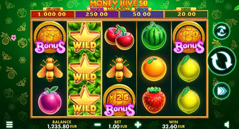 Money Hive 50: Hold ‘N’ Link Slot Bonus Game
