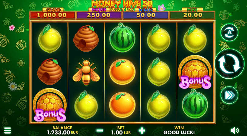 Money Hive 50: Hold ‘N’ Link Slot gameplay