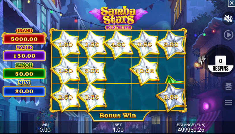 Samba Stars: Hold the Spin Slot Bonus Game