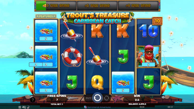 Trout's Treasure - Caribbean Catch Slot Free Spins